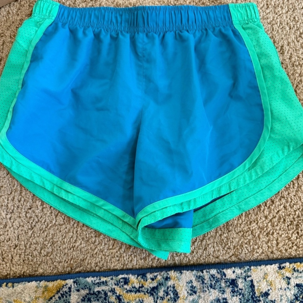 Athletic Works Blue & Green Running Athletic Shorts Women’s M